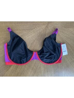 NEW Parade 2XL+ Red/Black/Purple Unlined Underwire Bralette Bra Silky Mesh